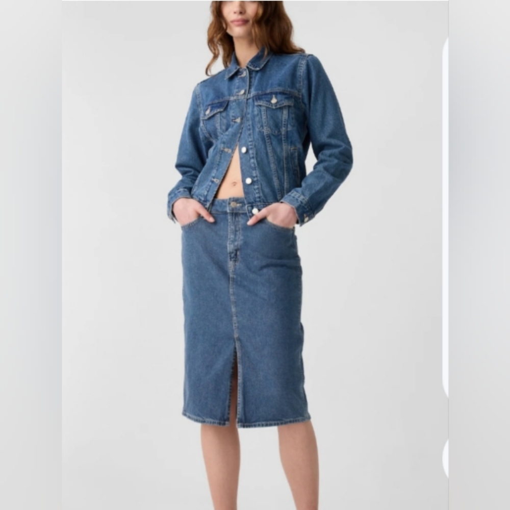 GAP Vintage Jean Denim Midi Pencil Skirt Size 14